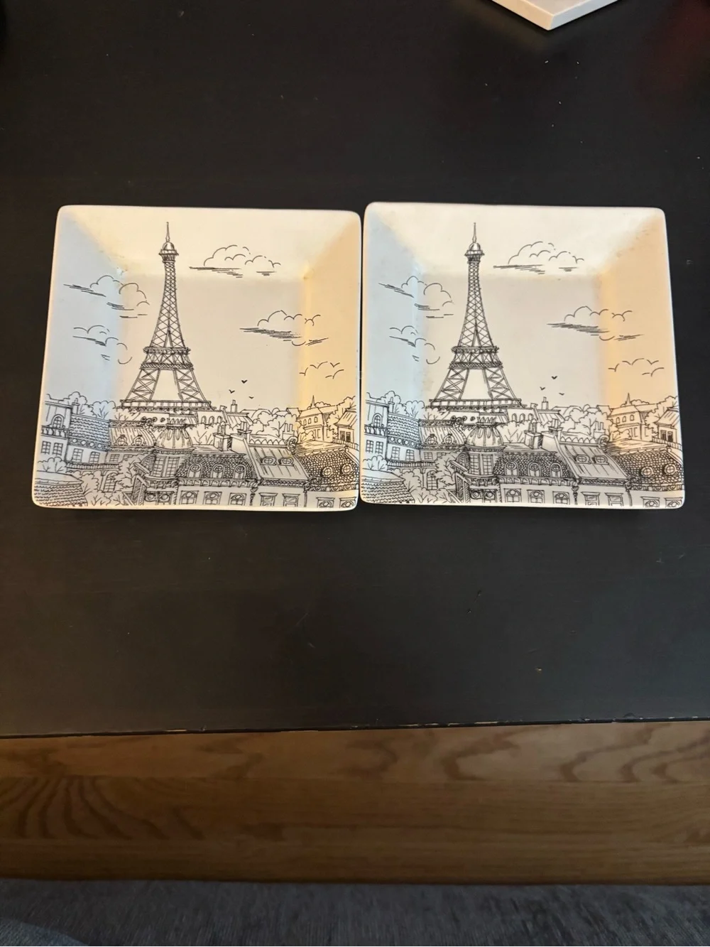222 Fifth Eiffel Tower Decorative Ceramic Trinket Dishes - Set of 2